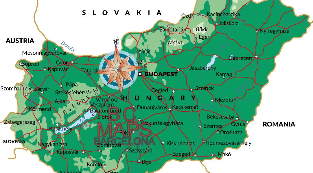 Hungria mapa vectorial illustrator eps