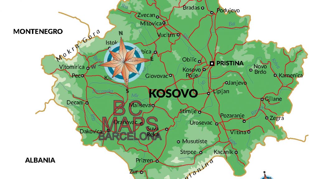 Kosovo mapa vectorial illustrator eps