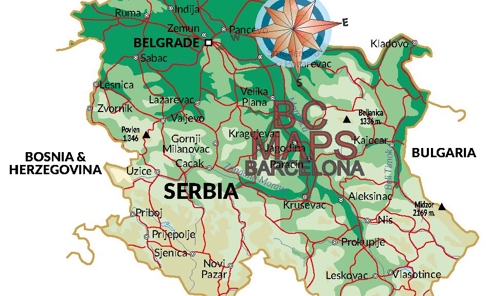 Serbia mapa vectorial illustrator eps