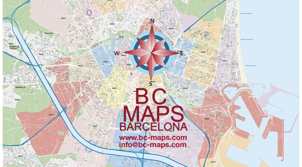 mapa mural codigos postales ciudad valencia