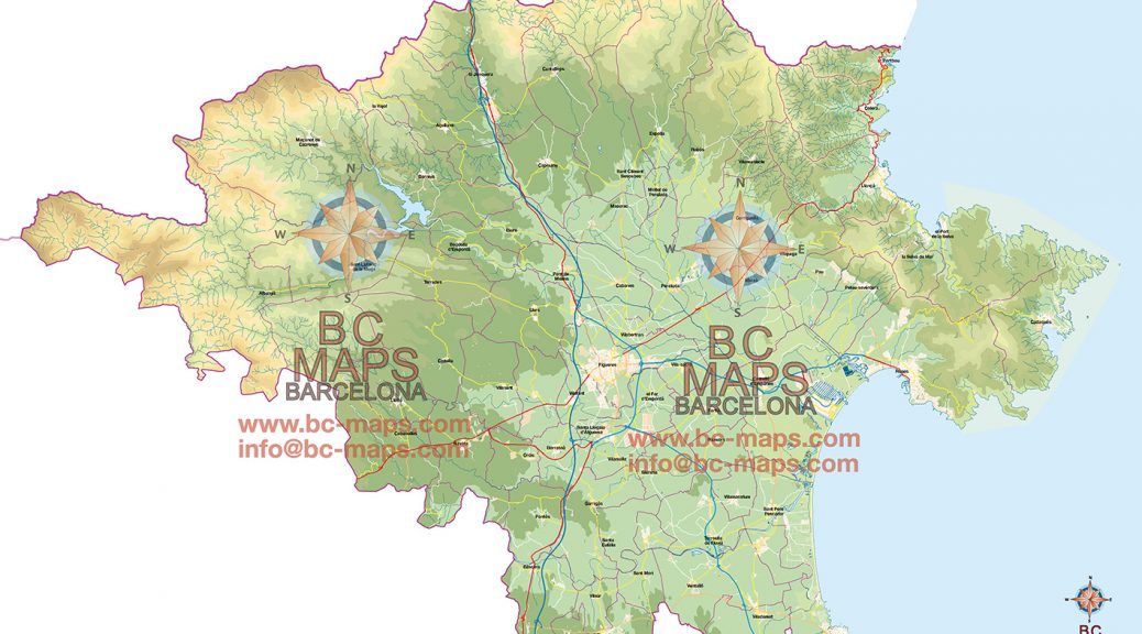 Mapa Alt Empordà vectorial illustrator eps mural