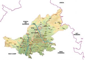 Mapa Alt Camp vectorial illustrator eps mural