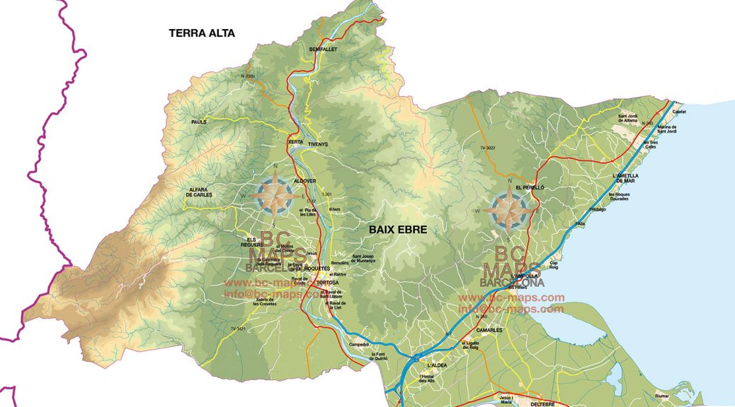Mapa Baix Ebre vectorial illustrator eps mural
