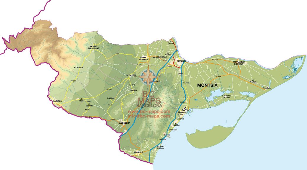 Mapa Montsià vectorial illustrator eps mural