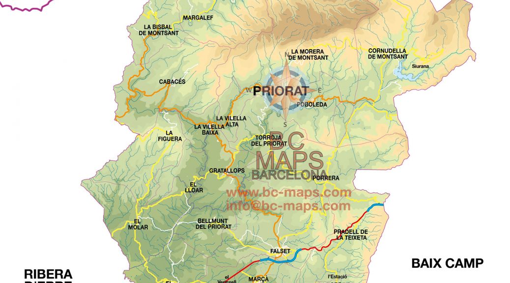 Mapa Priorat vectorial illustrator eps mural