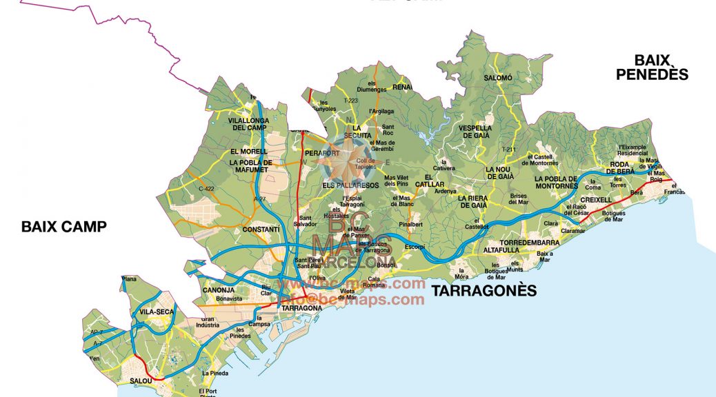 Mapa Tarragonès vectorial illustrator eps mural