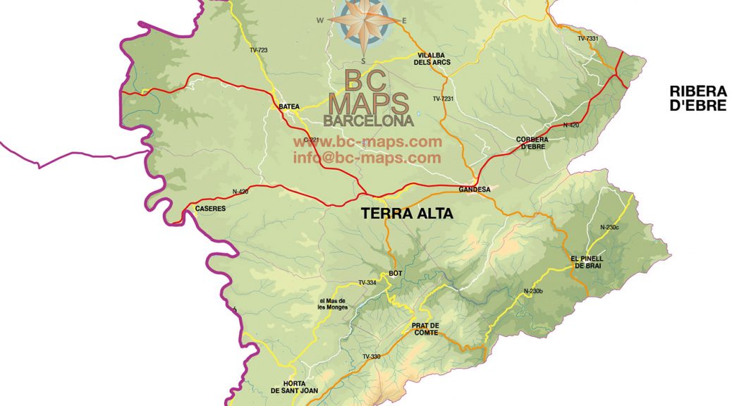 Mapa Terra Alta vectorial illustrator eps mural