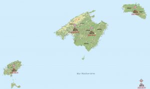 Mapa mural Baleares laminado, enmarcado, velleda o imantado