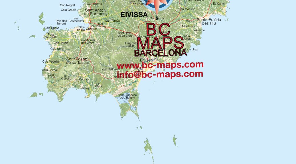 Mapa vectorial Isla Ibiza Formentera relieve illustrator eps