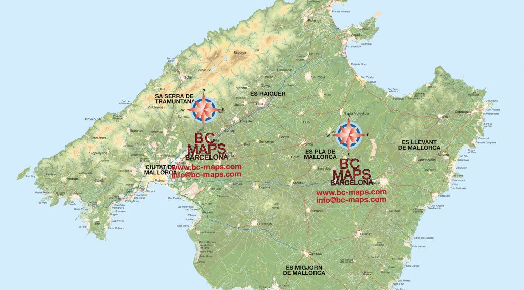 Mapa vectorial Isla Mallorca relieve illustrator eps