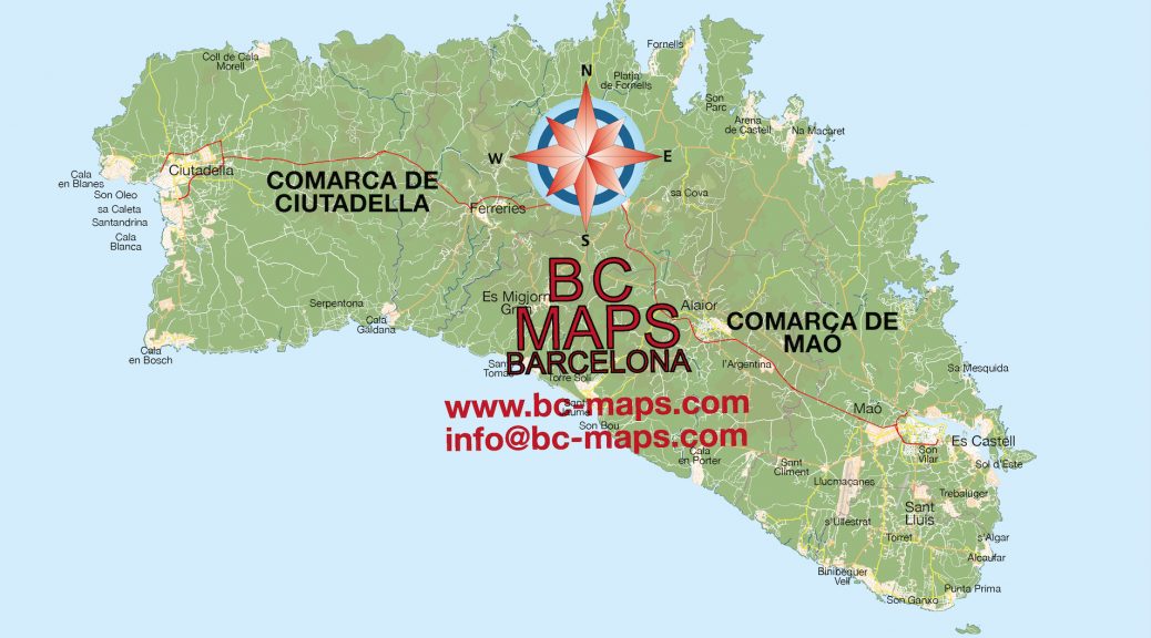 Mapa vectorial Menorca relieve illustrator eps