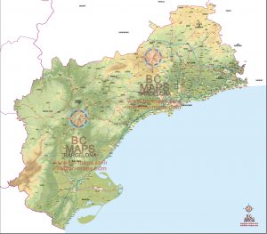 Mapa provincia Tarragona con relieve vectorial illustrator eps mural