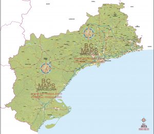 Mapa provincia Tarragona comarcas vectorial illustrator eps mural