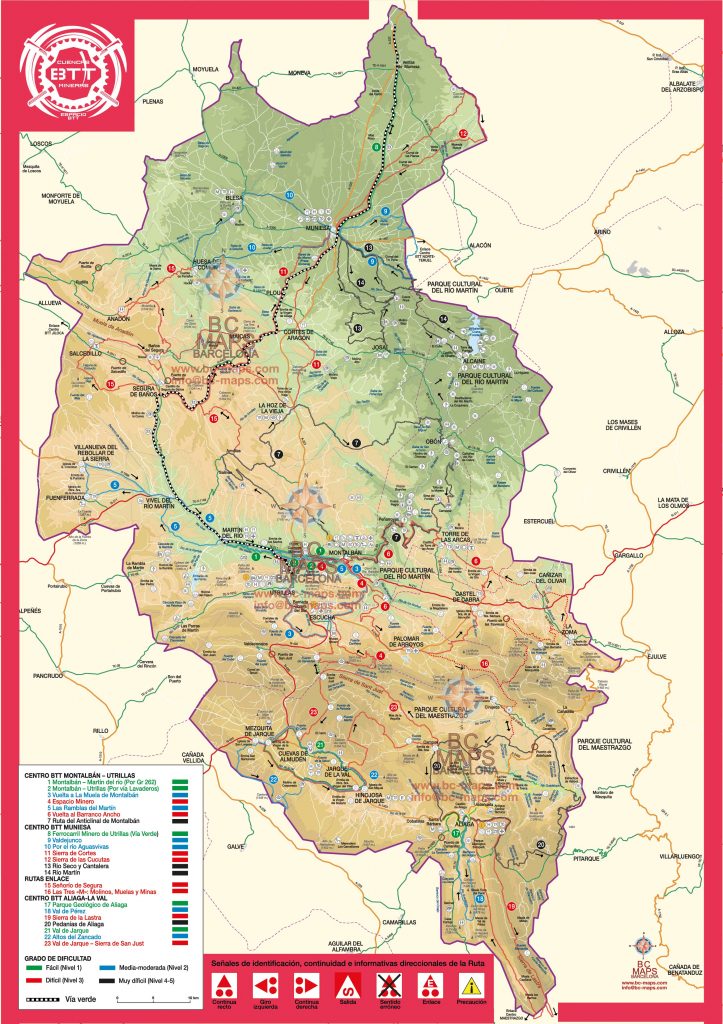 Mapa de BTT de las comarcas mineras, Teruel, Aragón