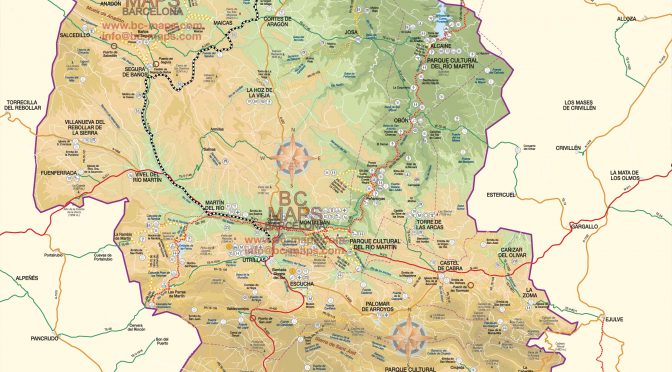 Mapa vectorial Cuencas Mineras Teruel Senderismo