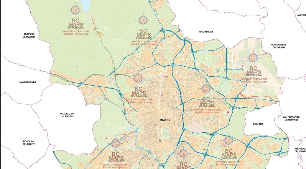 Mapa vectorial illustrator municipio Madrid EMT