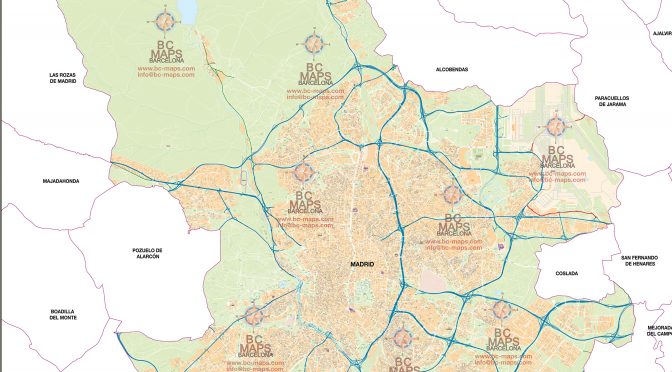 Mapa vectorial illustrator municipio Madrid EMT